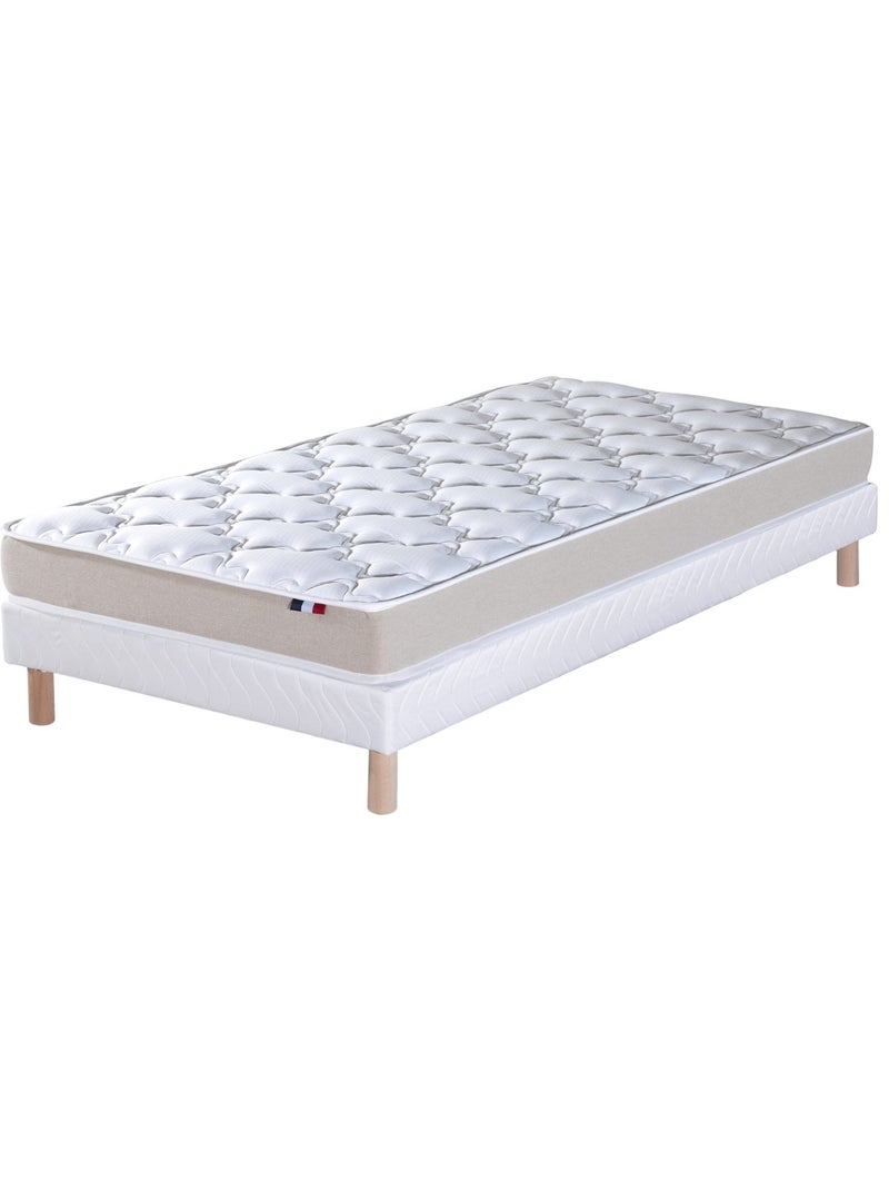 Ensemble matelas mousse latex 3 zones sommier blanc 90x190 Blanc - Kiabi