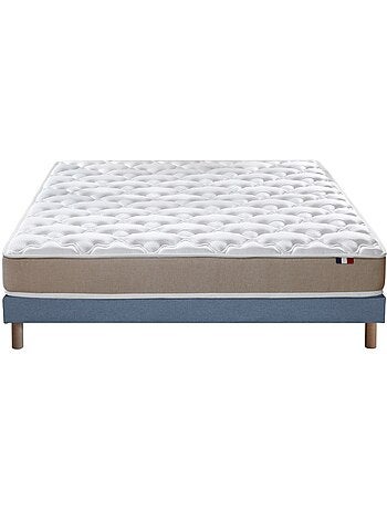Ensemble matelas mousse latex 3 zones sommier blanc 90x190