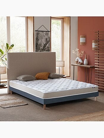 Ensemble matelas mousse latex 3 zones sommier blanc 90x190