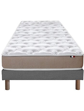 Ensemble matelas mousse latex 3 zones sommier blanc 90x190