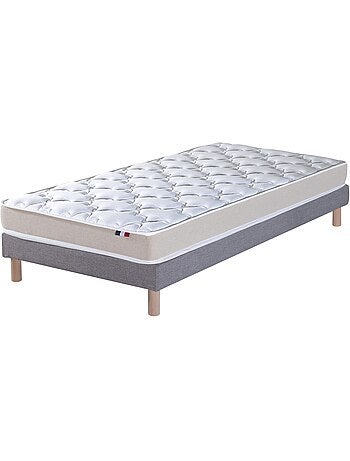 Ensemble matelas mousse latex 3 zones sommier blanc 90x190