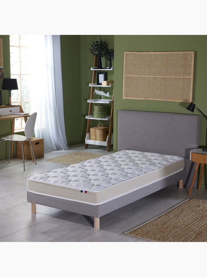 Ensemble matelas mousse latex 3 zones sommier gris chiné 90x200 Blanc Gris - Kiabi