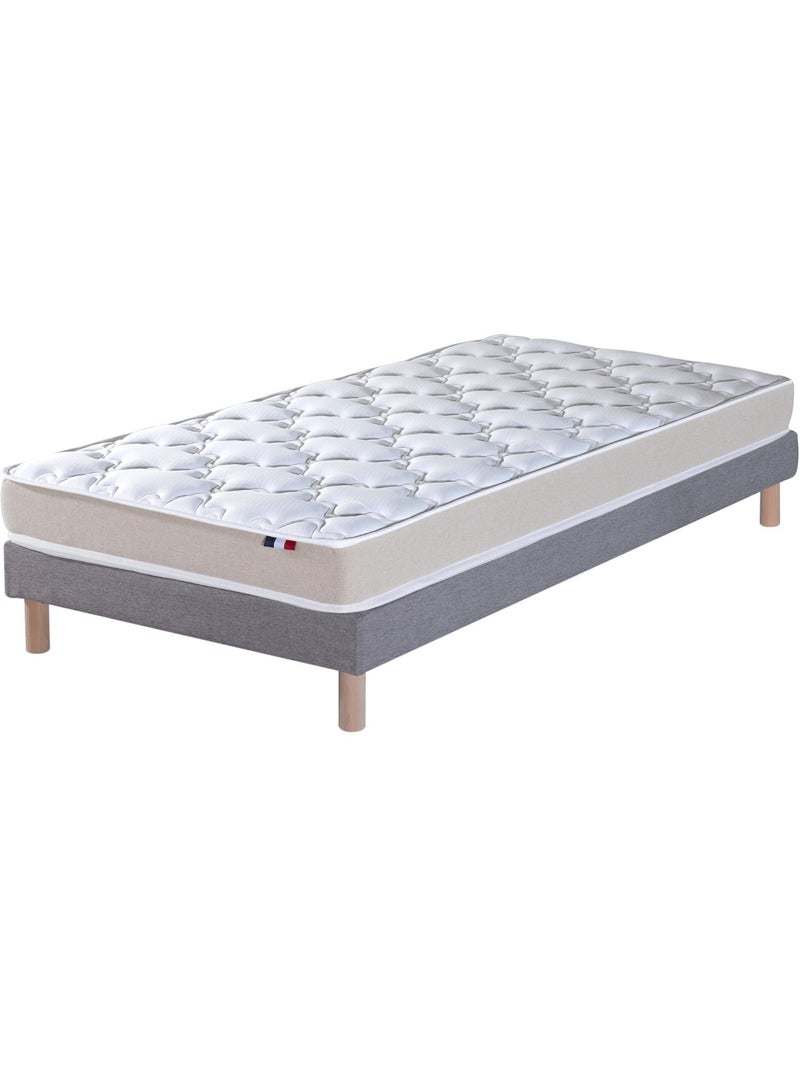 Ensemble matelas mousse latex 3 zones sommier gris chiné 90x200 Blanc Gris - Kiabi