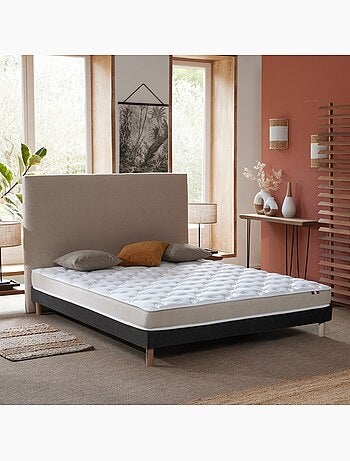 Ensemble matelas mousse latex 3 zones sommier blanc 90x190