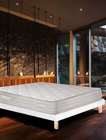 Ensemble matelas mousse mémoire de forme 26 cm et sommier blanc