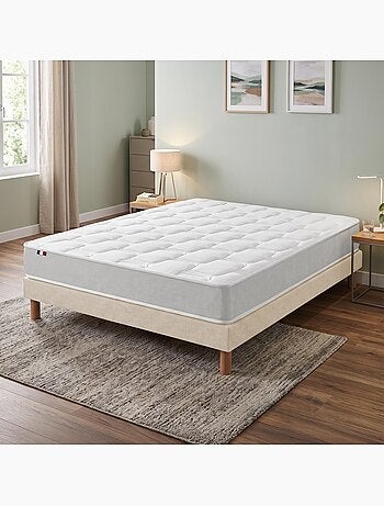 Ensemble matelas mousse mémoire de forme zenith sommier déco beige