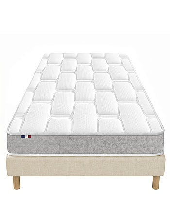 Ensemble matelas mousse mémoire de forme zenith sommier déco beige