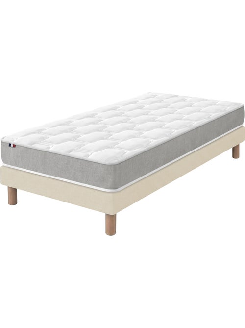 Ensemble matelas mousse mémoire de forme zenith sommier déco beige - Kiabi