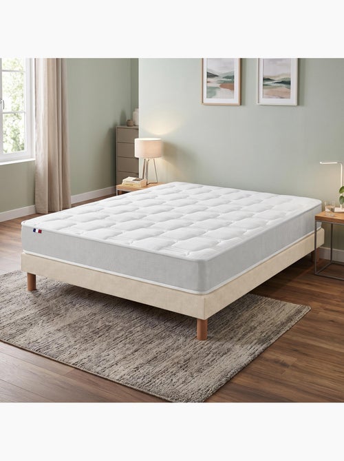 Ensemble matelas mousse mémoire de forme zenith sommier déco beige - Kiabi
