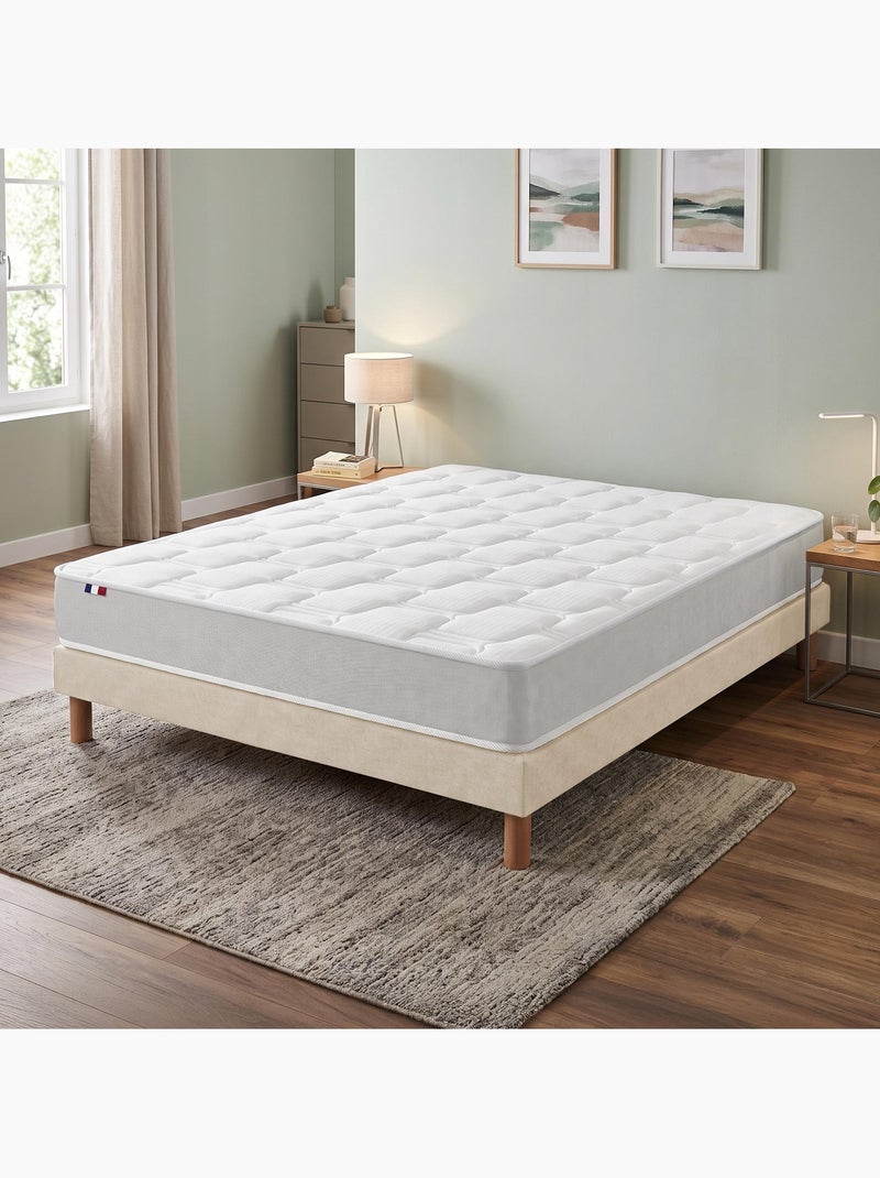 Ensemble matelas mousse mémoire de forme zenith sommier déco beige Beige clair - Kiabi