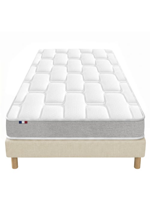 Ensemble matelas mousse mémoire de forme zenith sommier déco beige - Kiabi