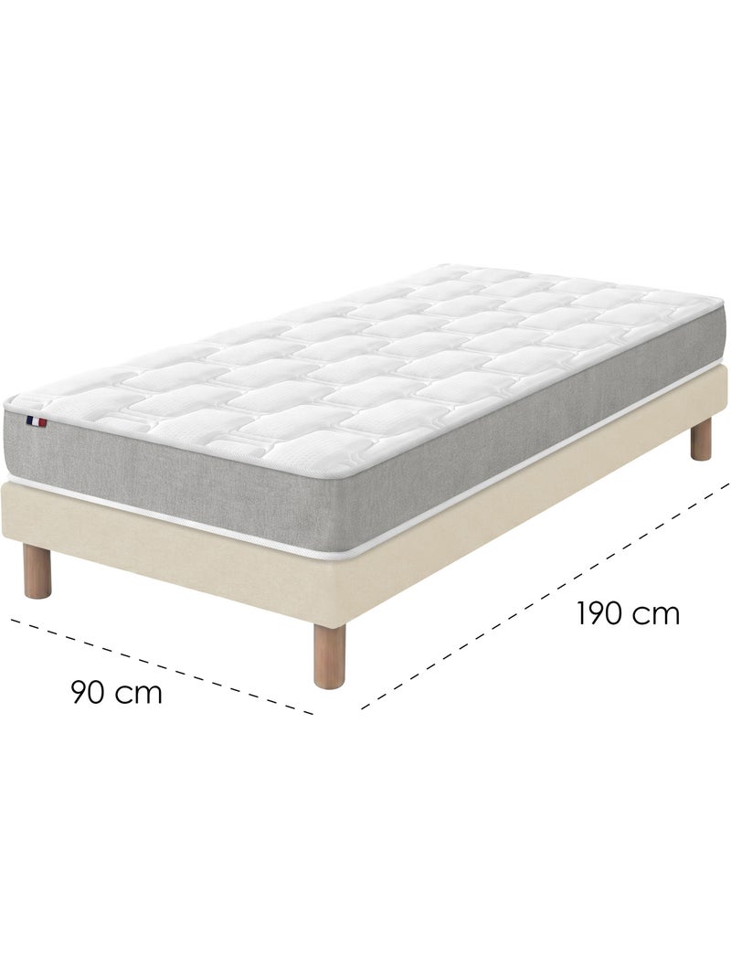 Ensemble matelas mousse mémoire de forme zenith sommier déco beige Beige clair - Kiabi
