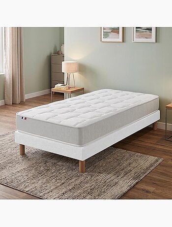 Ensemble matelas mousse mémoire de forme zenith sommier déco blanc