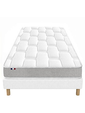 Ensemble matelas mousse mémoire de forme zenith sommier déco blanc