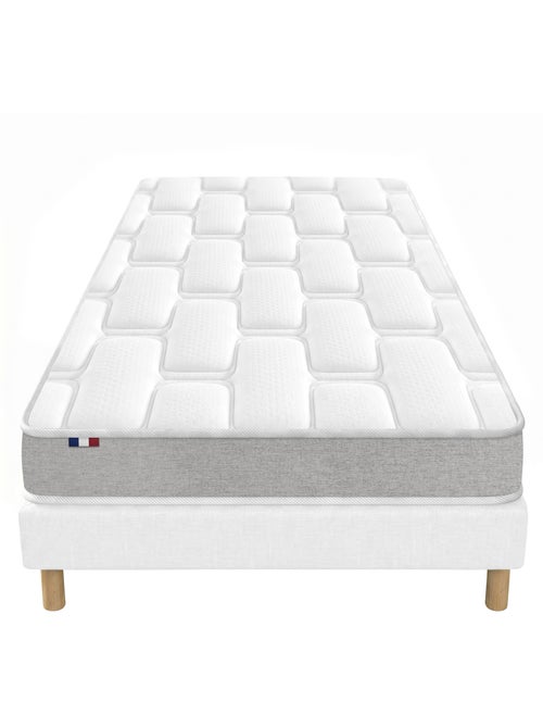Ensemble matelas mousse mémoire de forme zenith sommier déco blanc - Kiabi