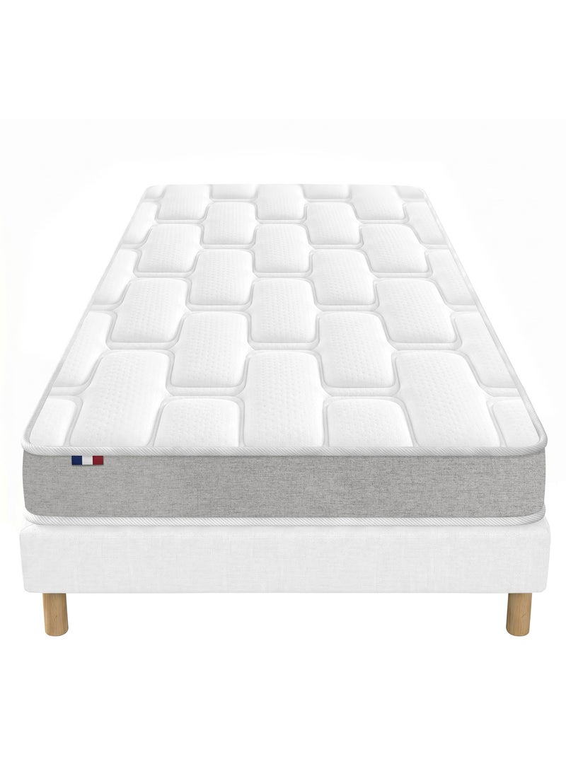 Ensemble matelas mousse mémoire de forme zenith sommier déco blanc Blanc - Kiabi