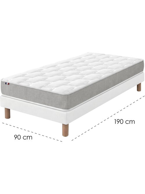 Ensemble matelas mousse mémoire de forme zenith sommier déco blanc - Kiabi