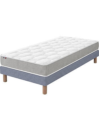 Ensemble matelas mousse mémoire de forme zenith sommier déco bleu