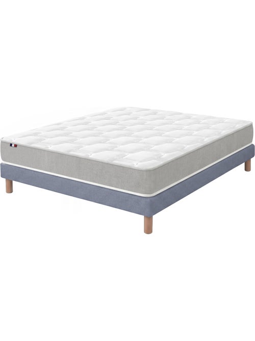 Ensemble matelas mousse mémoire de forme zenith sommier déco bleu - Kiabi Ensemble matelas mousse mémoire de forme zenith sommier déco bleu - Kiabi