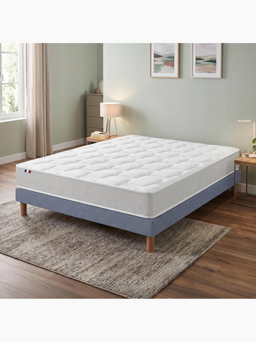 Ensemble matelas mousse mémoire de forme zenith sommier déco bleu - Kiabi Ensemble matelas mousse mémoire de forme zenith sommier déco bleu - Kiabi