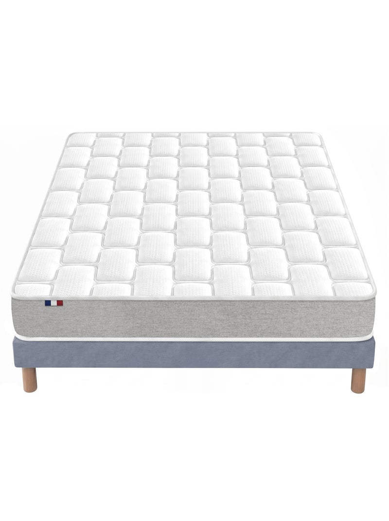 Ensemble matelas mousse mémoire de forme zenith sommier déco bleu Blanc Bleu - Kiabi