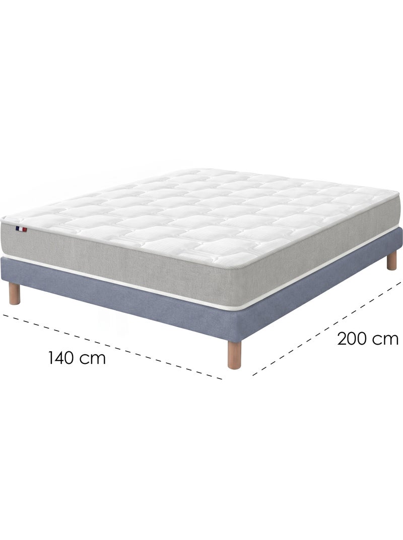 Ensemble matelas mousse mémoire de forme zenith sommier déco bleu Blanc Bleu - Kiabi