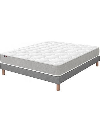 Ensemble matelas mousse mémoire de forme zenith sommier déco gris foncé
