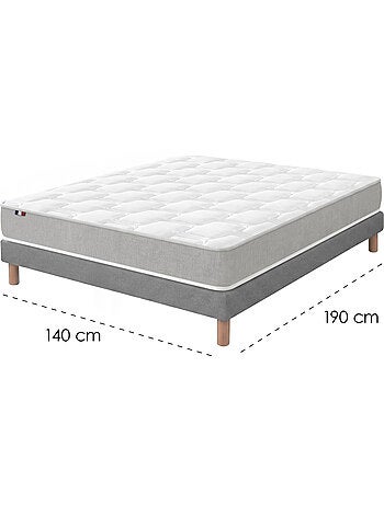Ensemble matelas mousse mémoire de forme zenith sommier déco gris foncé