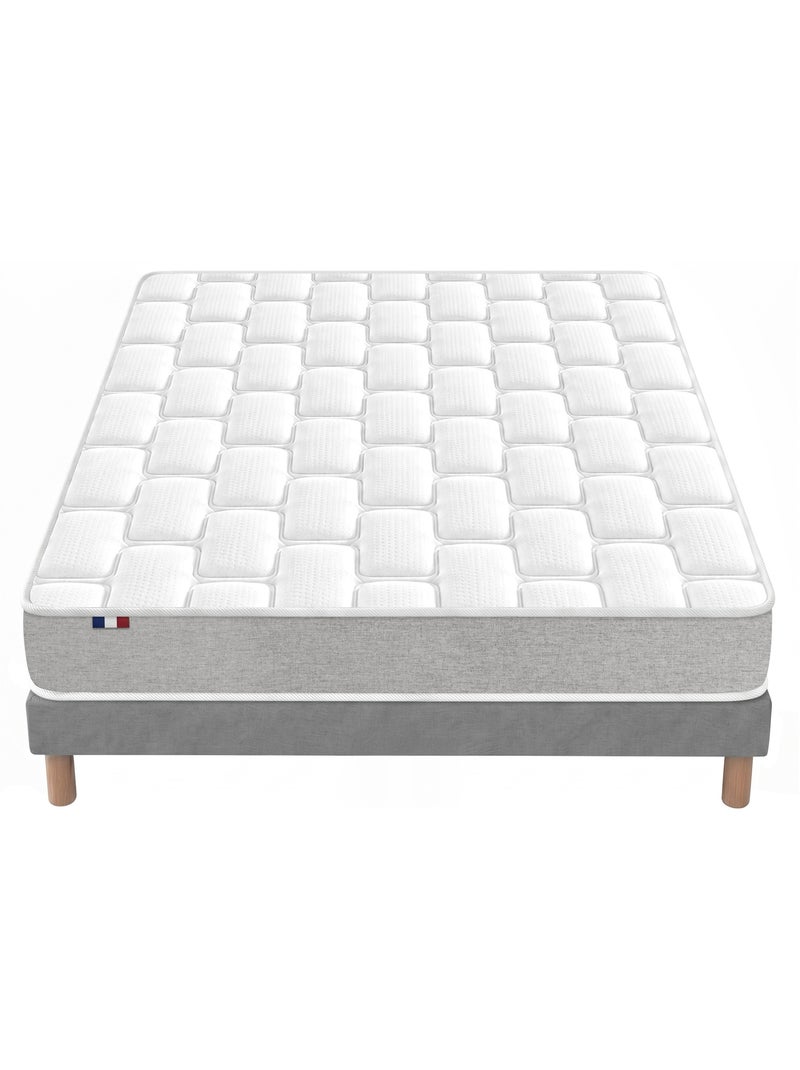 Ensemble matelas mousse mémoire de forme zenith sommier déco gris foncé Gris foncé - Kiabi