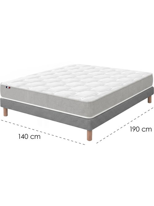 Ensemble matelas mousse mémoire de forme zenith sommier déco gris foncé - Kiabi