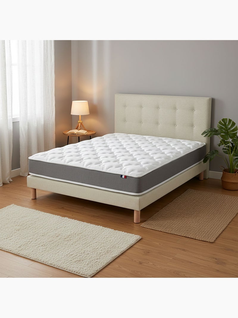 Ensemble matelas mousse mousse, H16, 25 kg/m³, sommier, tete de lit capitonnee beige Beige clair - Kiabi