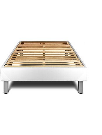 Ensemble Matelas Mousse polyuréthane à mémoire de forme et Sommier tapissier en kit Blanc - VITALPO
