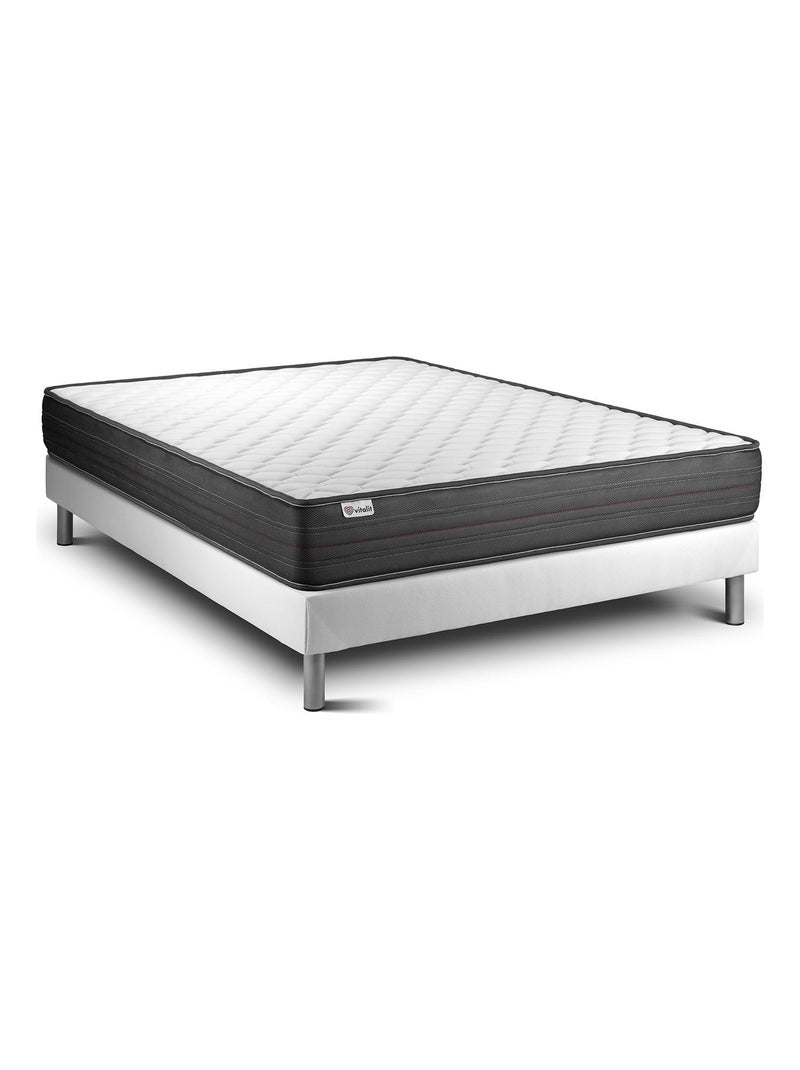 Ensemble Matelas Mousse polyuréthane à mémoire de forme et Sommier tapissier en kit Blanc - VITALPOW Blanc - Kiabi
