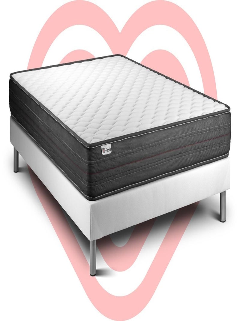 Ensemble Matelas Mousse polyuréthane à mémoire de forme et Sommier tapissier en kit Blanc - VITALPOW Blanc - Kiabi