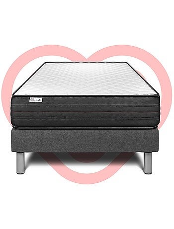 Ensemble Matelas Mousse polyuréthane à mémoire de forme et Sommier tapissier en kit Blanc - VITALPO