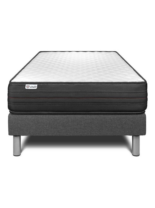 Ensemble Matelas Mousse polyuréthane à mémoire de forme et Sommier tapissier en kit Gris - VITALPOW - Kiabi