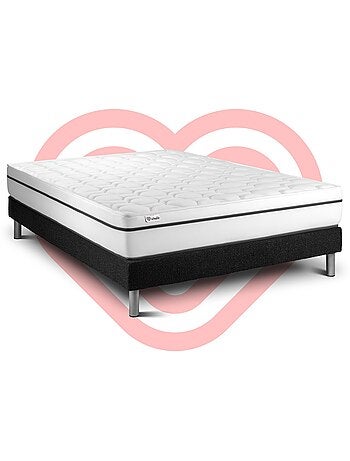 Ensemble Matelas Mousse polyuréthane à mémoire de forme et Sommier tapissier en kit Noir - VITAL SP