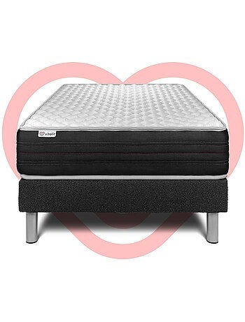 Ensemble Matelas Mousse polyuréthane à mémoire de forme et Sommier tapissier en kit Noir - VITALMEM