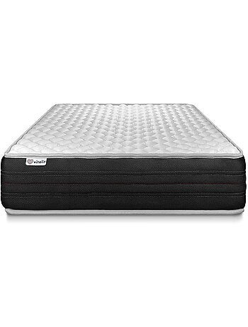 Ensemble Matelas Mousse polyuréthane à mémoire de forme et Sommier tapissier en kit Noir - VITALMEM