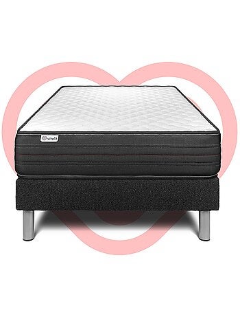 Ensemble Matelas Mousse polyuréthane à mémoire de forme et Sommier tapissier en kit Blanc - VITALPO