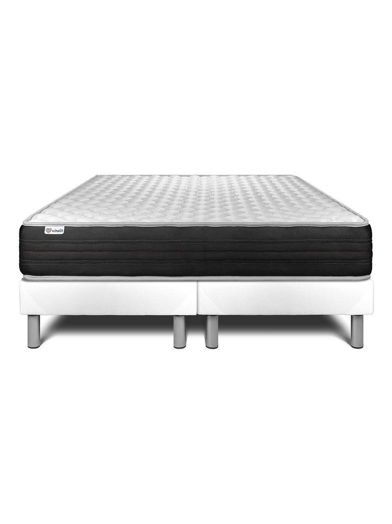 Ensemble Matelas Mousse polyuréthane à mémoire de forme et Sommier Tapissier multi-lattes Blanc - V Blanc - Kiabi