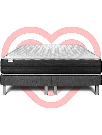 Ensemble Matelas Mousse polyuréthane à mémoire de forme et Sommier Tapissier multi-lattes Blanc - V