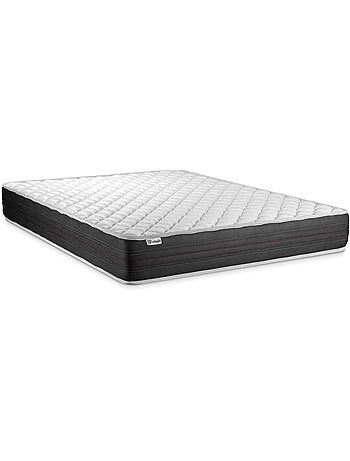 Ensemble Matelas Mousse polyuréthane à mémoire de forme et Sommier Tapissier multi-lattes Blanc - V