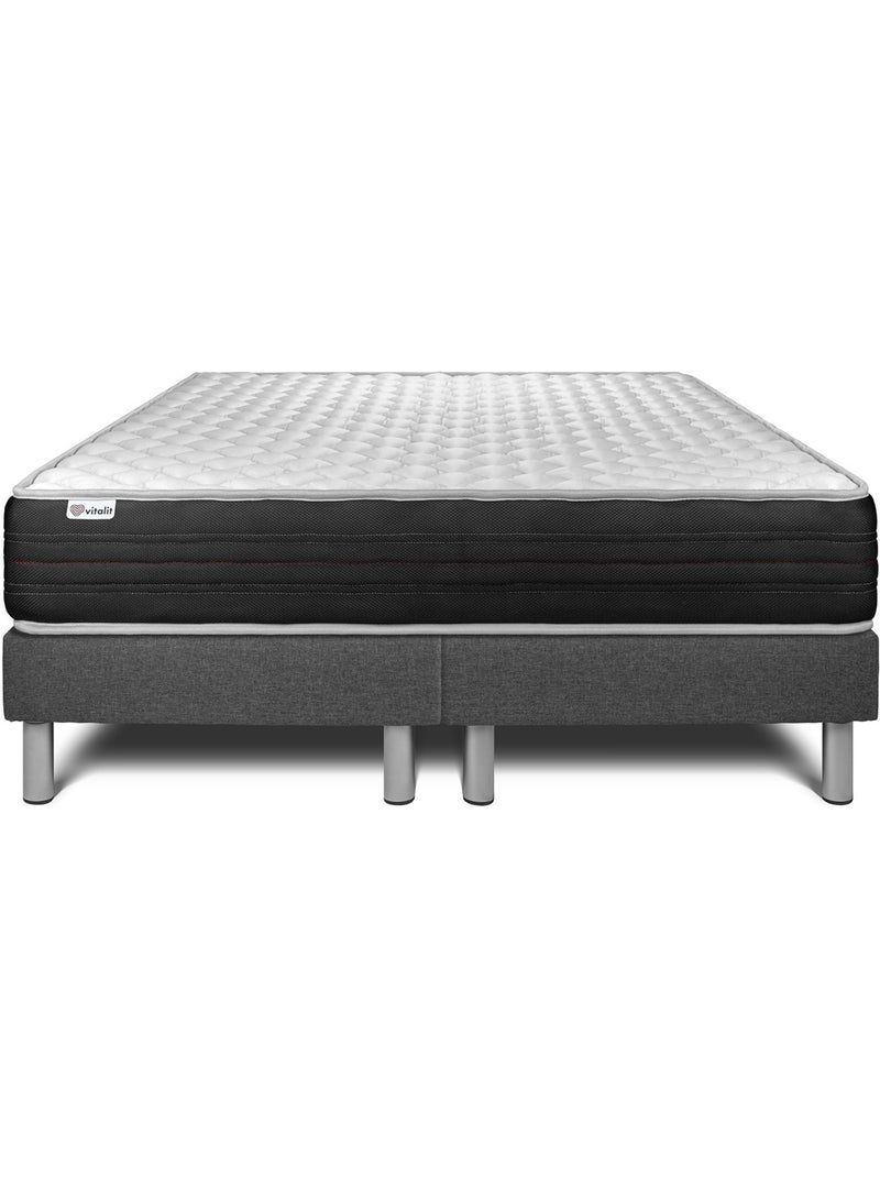 Ensemble Matelas Mousse polyuréthane à mémoire de forme et Sommier Tapissier multi-lattes Gris - VI Gris - Kiabi