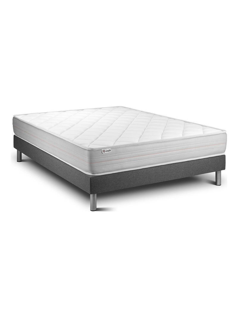 Ensemble Matelas Mousse polyuréthane à mémoire de forme et Sommier Tapissier multi-lattes Gris - VIT Gris - Kiabi