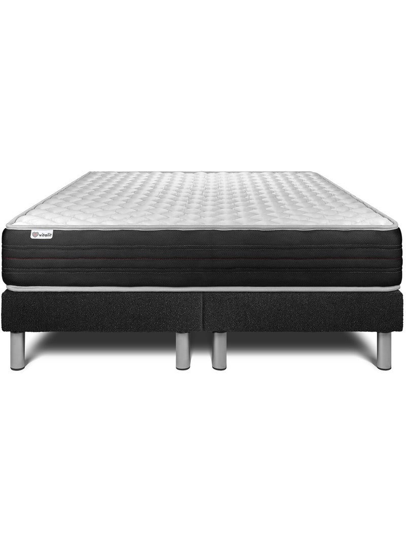 Ensemble Matelas Mousse polyuréthane à mémoire de forme et Sommier Tapissier multi-lattes Noir - VI Noir - Kiabi