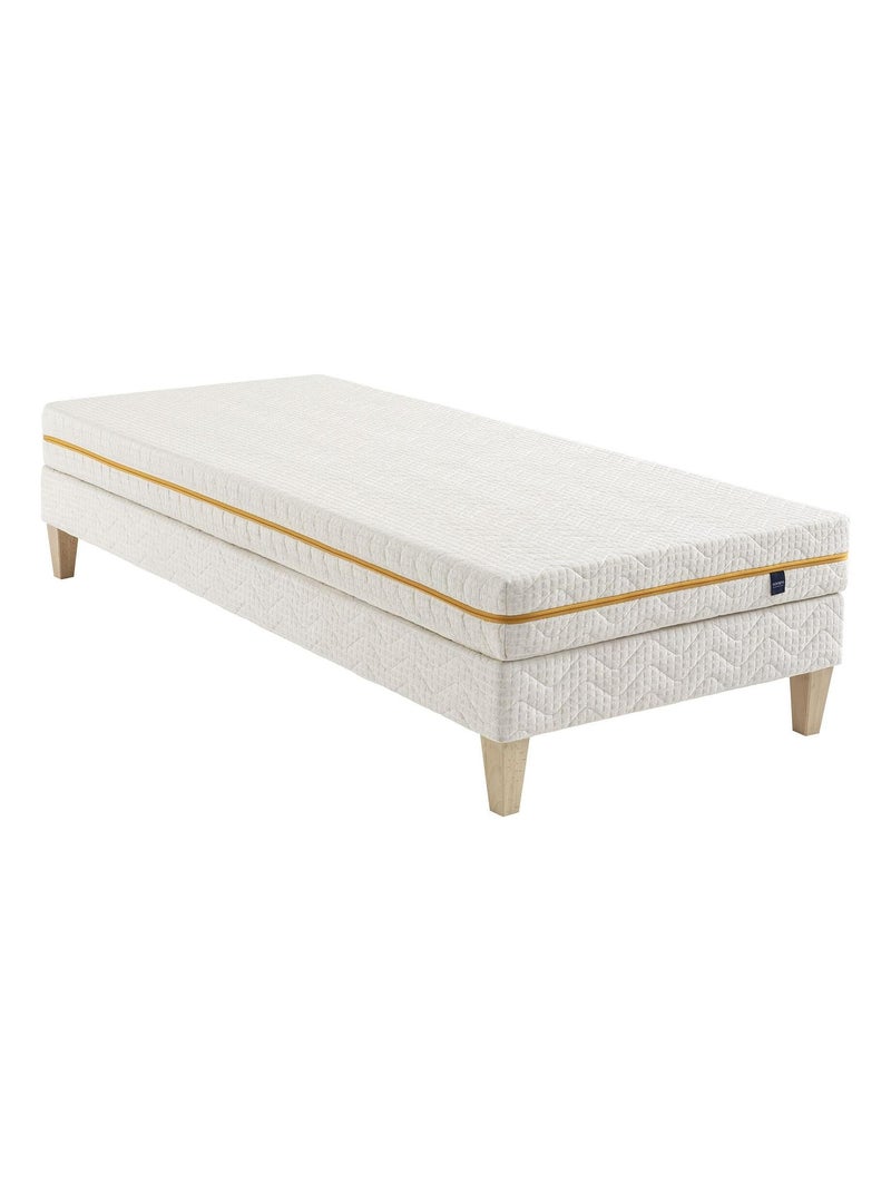 Ensemble matelas mousse recyclée, sommier et pieds Aube 400 Ecru - Kiabi