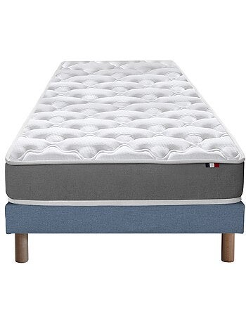 Ensemble matelas mousse réversible sommier bleu 90x190