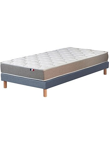 Ensemble matelas mousse réversible sommier bleu 90x190