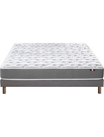 Ensemble matelas mousse réversible sommier bleu 90x190